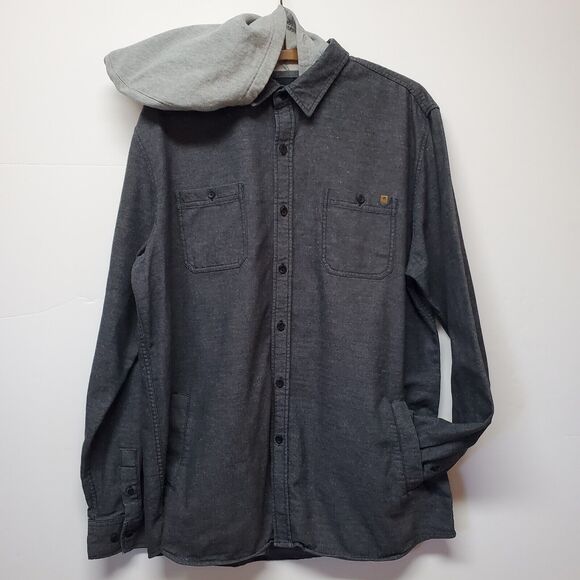 Vtg Rip Curl Youth Shirt w/Hoodie L Gray Button Down Skater Jacket Slant Pockets - Picture 16 of 16